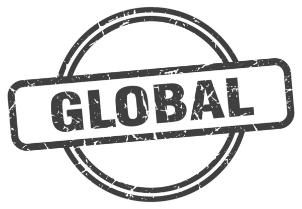 Global stämpel. global runda vintage grunge tecken. globalt — Stock vektor