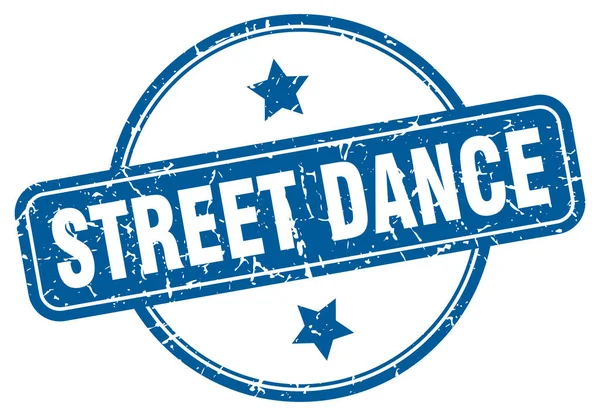 Timbro della street dance. street dance segno grunge vintage rotondo. danza di strada — Vettoriale Stock