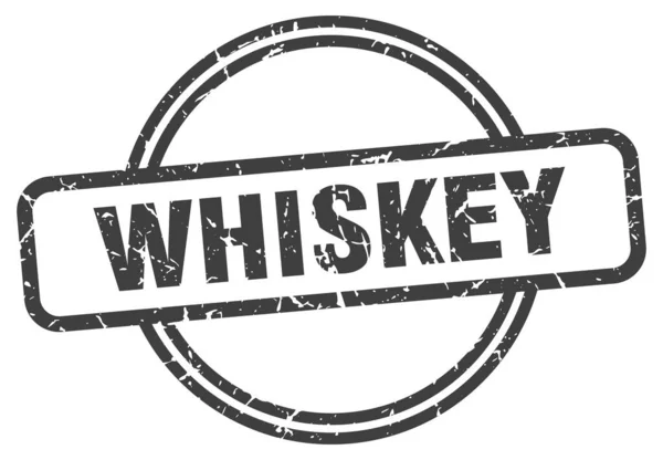 Whiskey-Briefmarke. Whiskey rund Vintage Grunge Zeichen. Whisky — Stockvektor