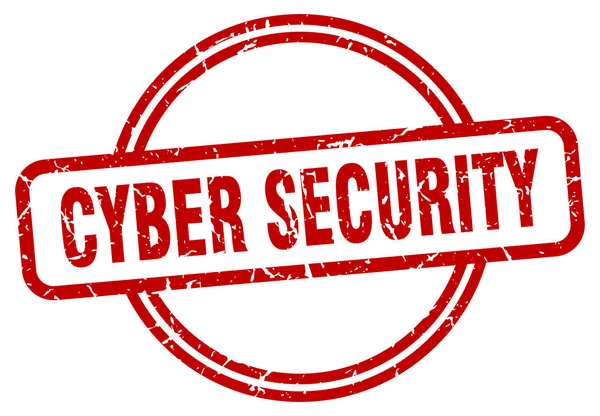 Timbre de cybersécurité. cyber sécurité ronde vintage grunge signe. cybersécurité — Image vectorielle