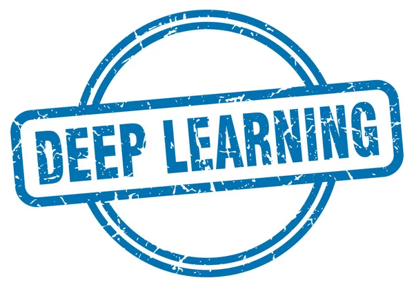 Deep Learning Stempel. deep learning round vintage grunge sign. tiefes Lernen — Stockvektor