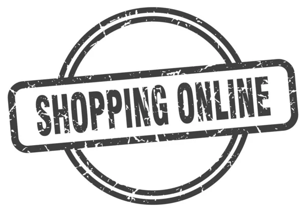Carimbo de compras online. compras on-line rodada vintage grunge sinal. compras online — Vetor de Stock