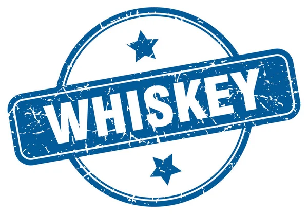 Whiskey-Briefmarke. Whiskey rund Vintage Grunge Zeichen. Whisky — Stockvektor