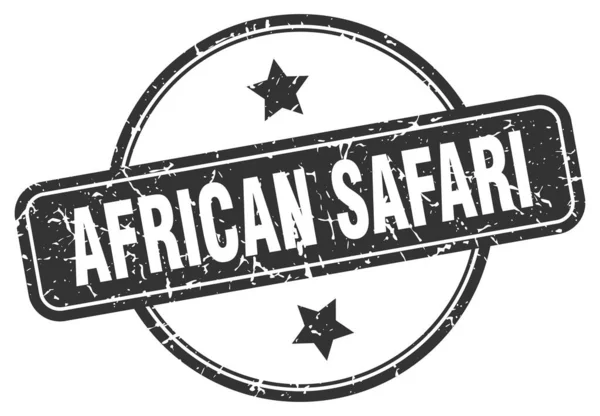Timbro safari africano. safari africano segno grunge vintage rotondo. safari africano — Vettoriale Stock