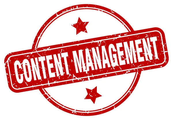 Carimbo de gestão de conteúdo. gestão de conteúdo redondo vintage grunge sinal. gestão do conteúdo —  Vetores de Stock