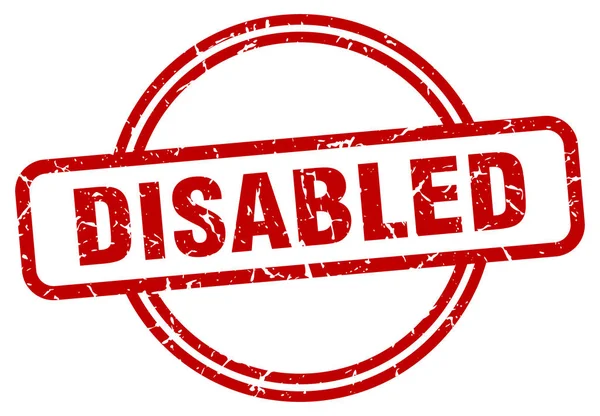 Sello para discapacitados. letrero grunge redondo desactivado. discapacitados — Vector de stock