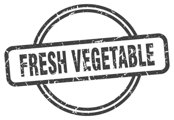 Sello de verduras frescas. signo grunge fresco vegetal redondo vintage. hortalizas frescas — Vector de stock
