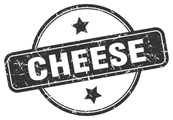 奶酪邮票。奶酪圆的复古磨擦标志。奶酪 — 图库矢量图片