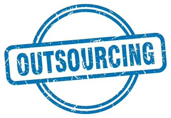 Timbro di esternalizzazione. outsourcing segno grunge vintage rotondo. esternalizzazione — Vettoriale Stock