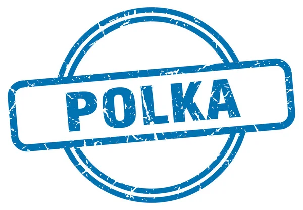 Polka-stämpel. Polka runda vintage grunge tecken. Oljeväxtfrukter — Stock vektor