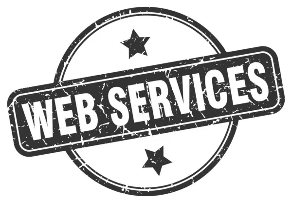 Carimbo de serviços web. web services redondo vintage grunge sinal. serviços web — Vetor de Stock