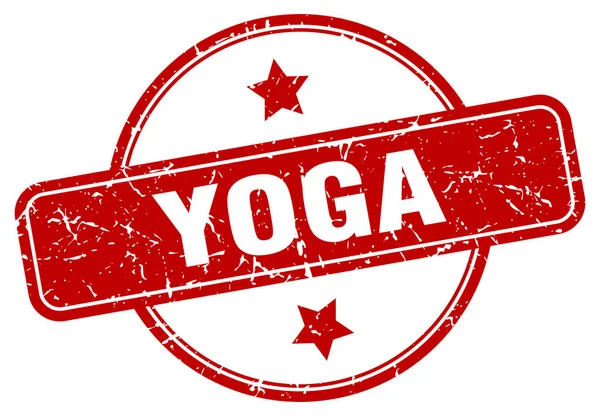 Йога марка. йога круглий старовинний грандж знак. йога — стоковий вектор