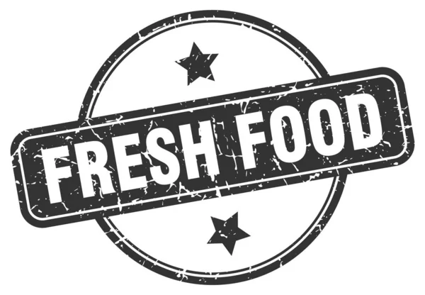 Sello de comida fresca. comida fresca signo grunge vintage redondo. alimentos frescos — Archivo Imágenes Vectoriales