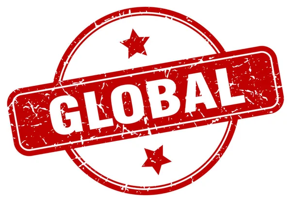 Timbre global. signe grunge vintage rond global. global — Image vectorielle