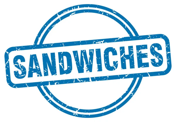 Sello de sándwiches. bocadillos ronda signo grunge vintage. sándwiches — Vector de stock