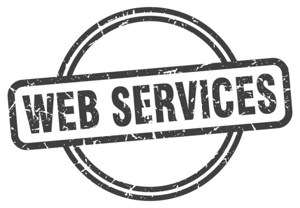 Carimbo de serviços web. web services redondo vintage grunge sinal. serviços web — Vetor de Stock