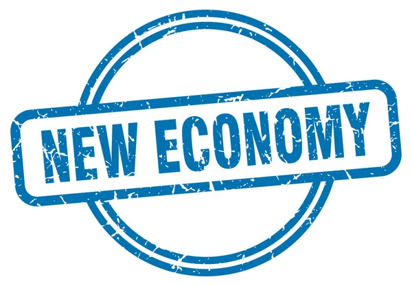 Штамп новой экономики. новая экономика круглый винтажный гранж знак. новая экономика — стоковый вектор