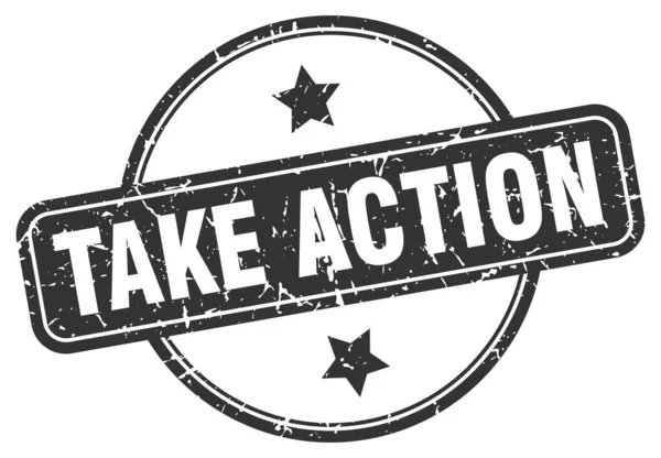 Take action stamp. take action round vintage grunge sign. take action — Stock Vector