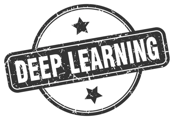 Deep Learning Stempel. deep learning round vintage grunge sign. tiefes Lernen — Stockvektor