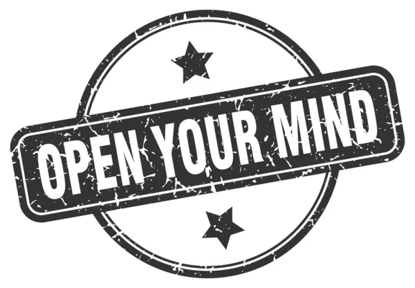 Open your mind stamp. open your mind round vintage grunge sign. open your mind — Stok Vektör