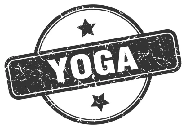 Timbro yoga. yoga segno grunge vintage rotondo. yoga — Vettoriale Stock