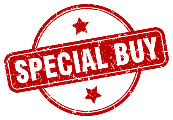 Speciale acquistare francobollo. speciale buy round vintage grunge segno. acquisto speciale — Vettoriale Stock
