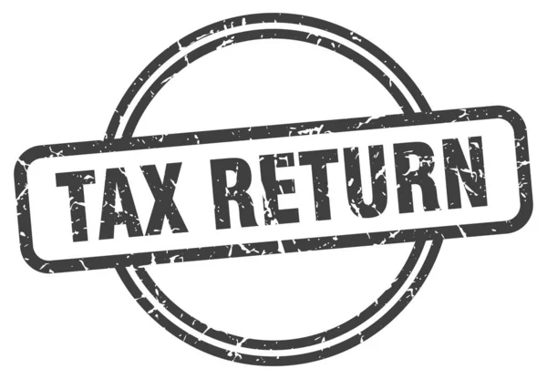 Timbre de déclaration de revenus. retour d'impôt rond vintage signe grunge. déclaration de revenus — Image vectorielle