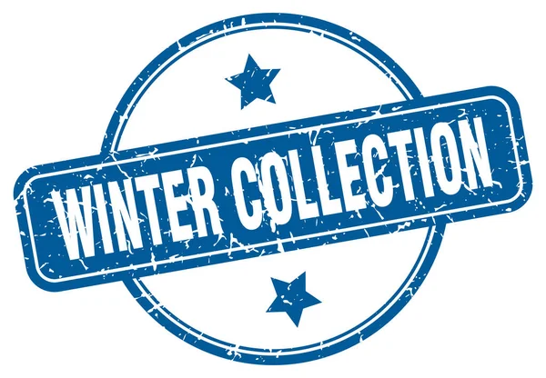 Timbro collezione invernale. collezione invernale rotondo segno grunge vintage. collezione invernale — Vettoriale Stock
