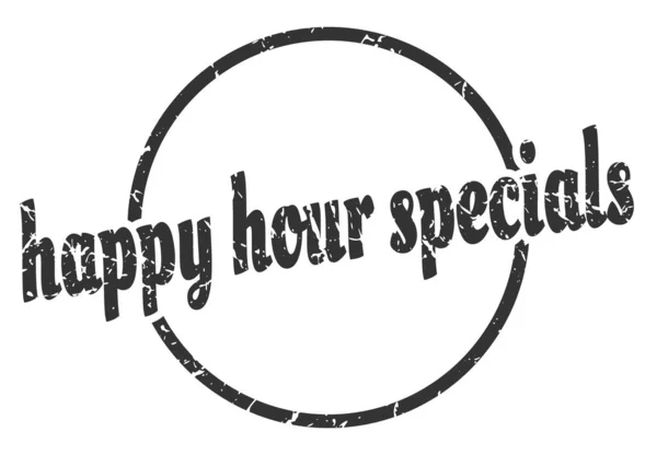 Happy Hour Specials Unterzeichnen Happy Hour Specials Rund Vintage Grunge — Stockvektor