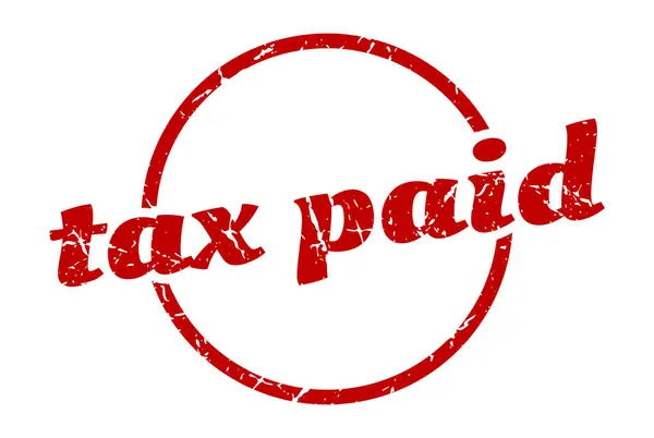 Податковий Платний Знак Сплачений Податок Круглий Вінтажний Гранжевий Штамп Сплачений — стоковий вектор