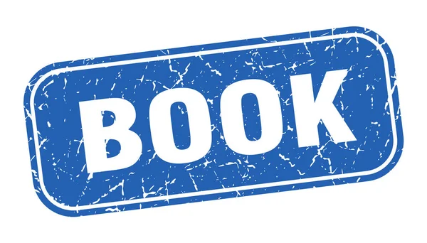 Buchstempel Buch Quadratisch Grungy Blaues Zeichen — Stockvektor