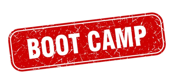 Timbre Camp Entraînement Boot Camp Carré Grungy Signe Rouge — Image vectorielle