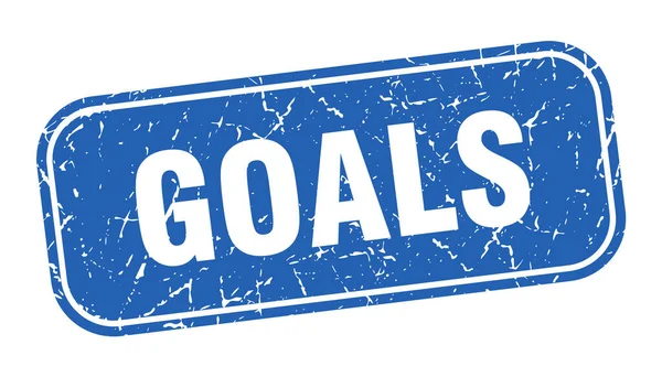 Goals Stamp Goals Square Grungy Blue Sign — Stock Vector