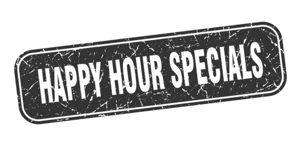 Happy Hour Specialare Stämpel Happy Hour Specialerbjudanden Fyrkantig Grungy Svart — Stock vektor