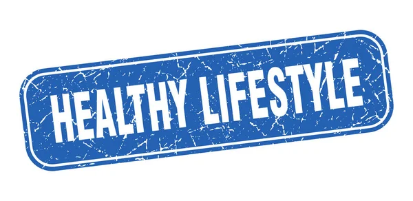 健康生活方式图章 健康的生活方式 方正正正正正的蓝色标志 — 图库矢量图片
