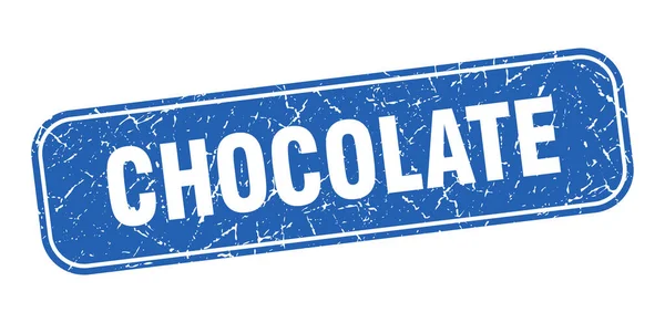 Timbre Chocolat Chocolat Carré Grungy Signe Bleu — Image vectorielle