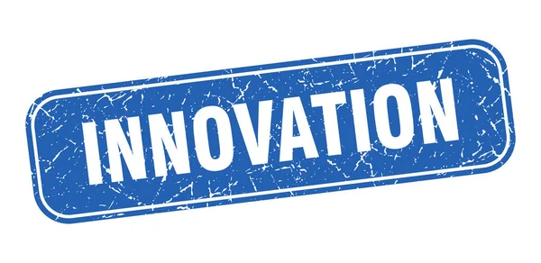 Selo Inovação Inovação Quadrado Grungy Sinal Azul — Vetor de Stock