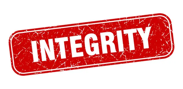Razítko Integrity Celistvost Čtvercový Špinavý Červený Znak — Stockový vektor