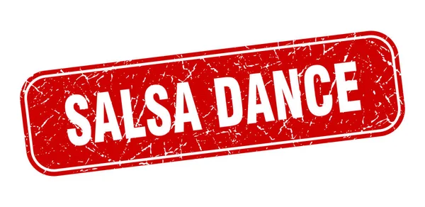 Timbre Danse Salsa Salsa Danse Carré Grungy Signe Rouge — Image vectorielle