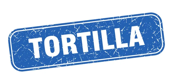 Znaczek Tortilli Tortilla Kwadrat Grungy Niebieski Znak — Wektor stockowy