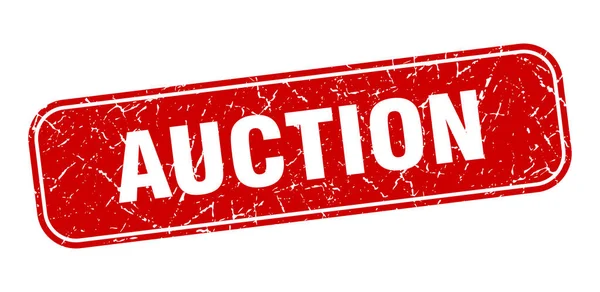 Aukciós Bélyeg Aukciós Négyzet Grungy Piros Jel — Stock Vector