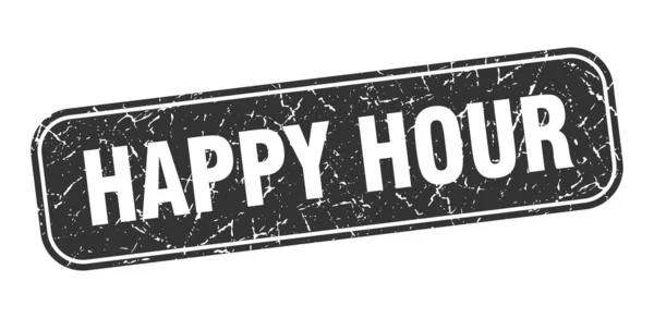 Carimbo Happy Hour Happy Hour Quadrado Grungy Sinal Preto — Vetor de Stock