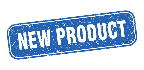 Nowy Znaczek Produktu Nowy Produkt Kwadratowy Grungy Niebieski Znak — Wektor stockowy