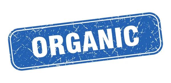 Pieczęć Organiczna Organiczny Kwadrat Grungy Niebieski Znak — Wektor stockowy