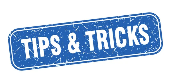 Tips Trucs Stempel Tips Tricks Vierkant Grungy Blauw Teken — Stockvector