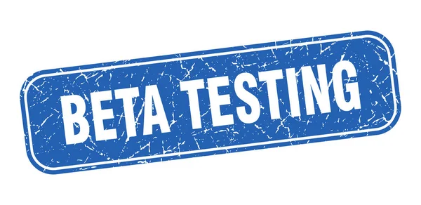 Beta Teststempel Beta Testen Vierkant Grungy Blauw Teken — Stockvector