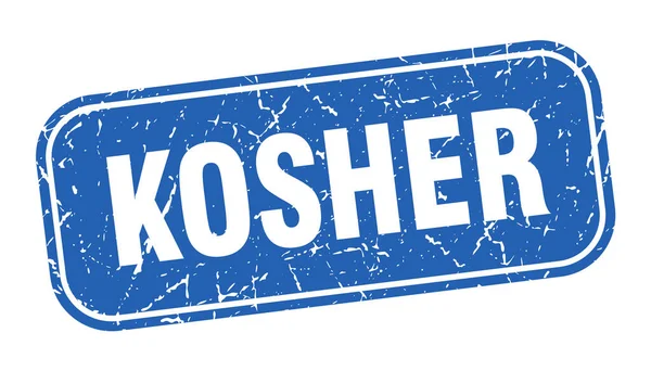 Kosher Stamp Kosher Square Grungy Blue Sign — Stock Vector