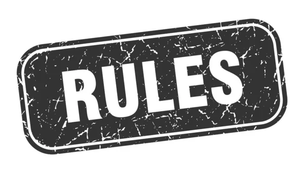 Κανόνες Σφραγίδα Κανόνες Τετράγωνο Grungy Μαύρο Σημάδι — Διανυσματικό Αρχείο