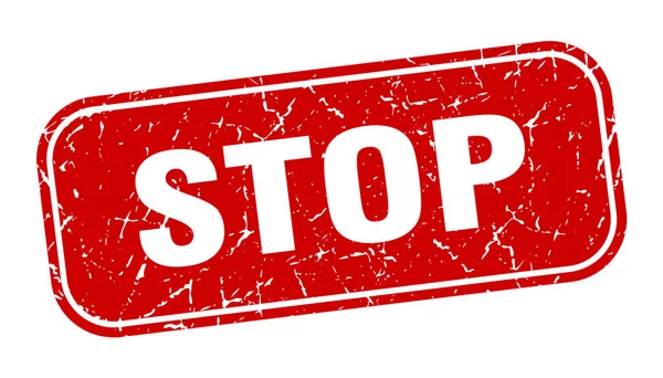 Stop Stempel Stoppschild Quadratisch Grungy Rot — Stockvektor