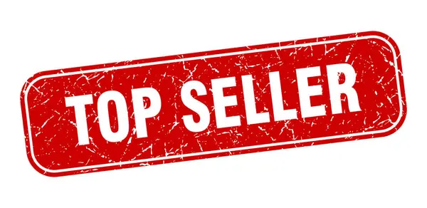 Филателистическая Марка Top Seller Square Grungy Red Sign — стоковый вектор